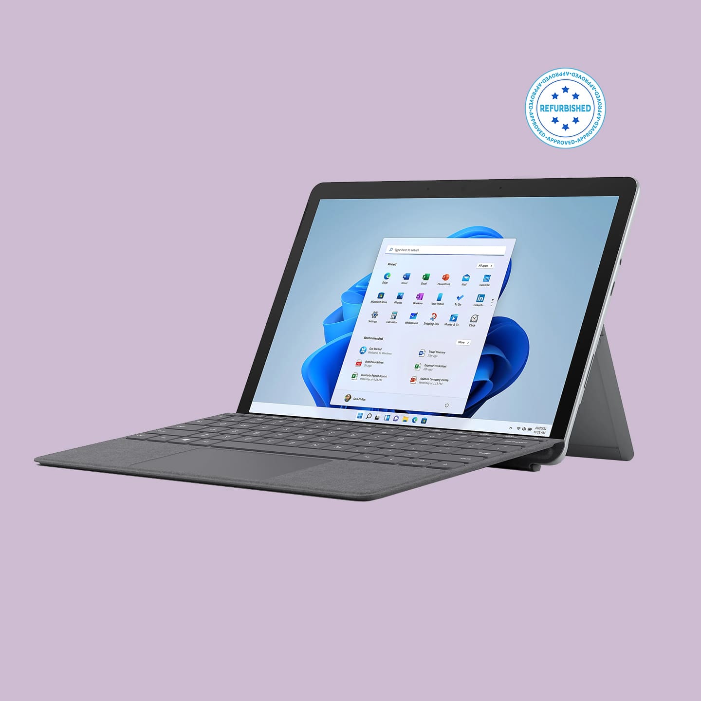 Refurbished Surface Go 3 Tablet, 10.5" Touchscreen, Intel® Pentium™ Gold, 8GB Memory, 128GB Soild State Drive, Windows® 11 Home, Platinum